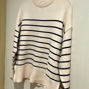 zara striped white&navy sweater